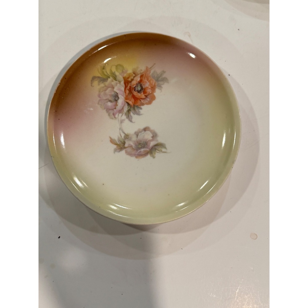 Vintage Germany Porcelain 6.25" Hand Painted Floral Poppy Decorative Plate 80